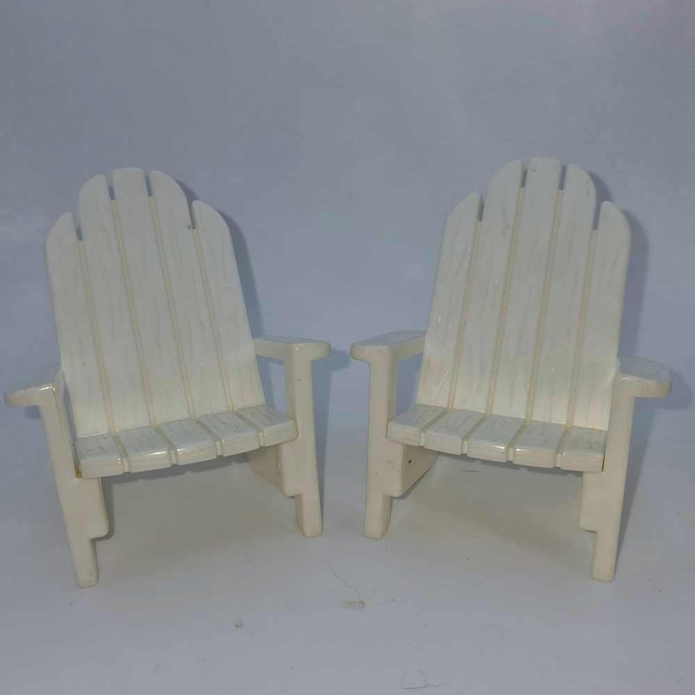 Fisher-Price Adirondack Chairs Dollhouse Furniture White Fair 1996 F-P Inc